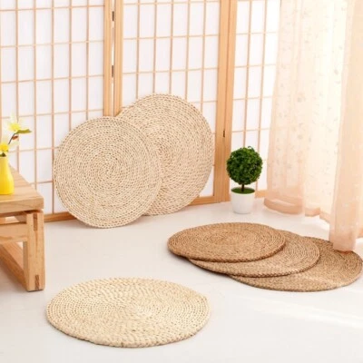 Woven Seat Cushion Cattail Hassock Pad Braided Mat Tatami Chair Indoor Garden - Image 1 of 4