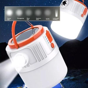Solar Camping LED Lamp USB Rechargeable Tent Light Outdoor Remote Lanter* 9CT1 - Picture 1 of 12