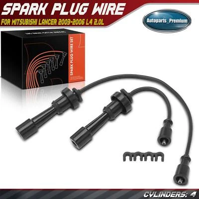 2x New Spark Plug Wire Set for Mitsubishi Lancer 2003 2004 2005 2006 L4 2.0L 5mm - Image 1 of 4