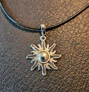 COLLANA SOLE PELLE 17 POLLICI UOMO DONNA CIONDOLO ARGENTO TIBETANO - Foto 1 di 3