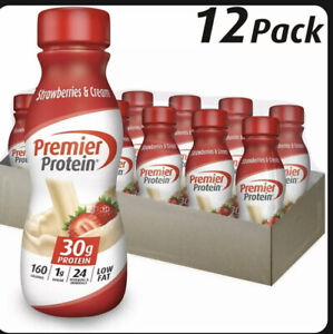 Premier Protein Shake 30g Strawberries & Cream 11.5 oz. Bottles - 12 pack