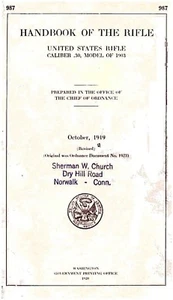 Springfield - US Rifle Model 1903 - .30 Cal (1919 ed) Manual - Picture 1 of 3