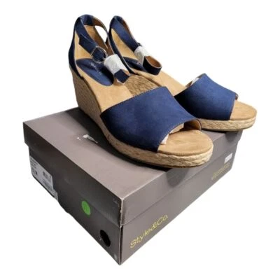 Style & co Sandalia Cuña Azul Seleeneyf Talla 12 Nueva Foto 1 de 4