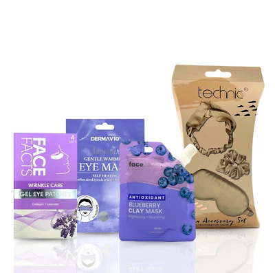 Ultimate Bedtime Retreat Bundle- Eye Mask, Eye Patches, Clay Mask & Accessories - Image 1 of 4