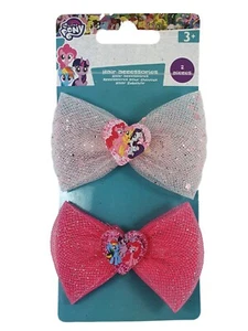 2 empuñaduras para el cabello My Little Pony rosa claro y oscuro con red de brillo arco clips - Imagen 1 de 2