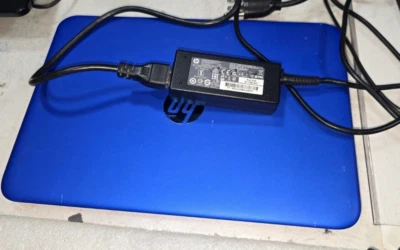 HP Stream Win 10 Laptop 11-r014wm-Celeron-ONLY 32GB SSD & 2GB RAM-Blue w/Adapter - Image 1 of 4