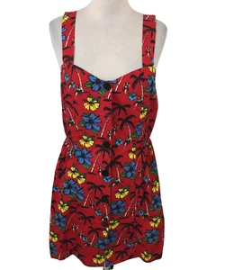 Reko Topshop Women's Dress Size 12 Red Mix Beach Sweetheart Neck Elastic Used F1 - Picture 1 of 11