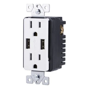 GE UltraPro 2-Steckdosen 2-USB manipulationssichere Buchse, weiß - Bild 1 von 1