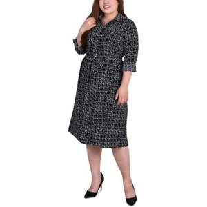 NY Collection Womens Red Button Down Collared Shirtdress Plus 1X BHFO 5041 - Picture 1 of 1
