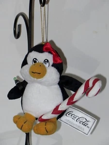 Pingüino de Coca-Cola 1999 con caña de caramelo animal de peluche 5 pulgadas - Imagen 1 de 5