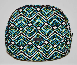 EUC Vera Bradley Brown Rain Forest Geometric Print Plastic Lined Toiletry Pouch - Picture 1 of 7