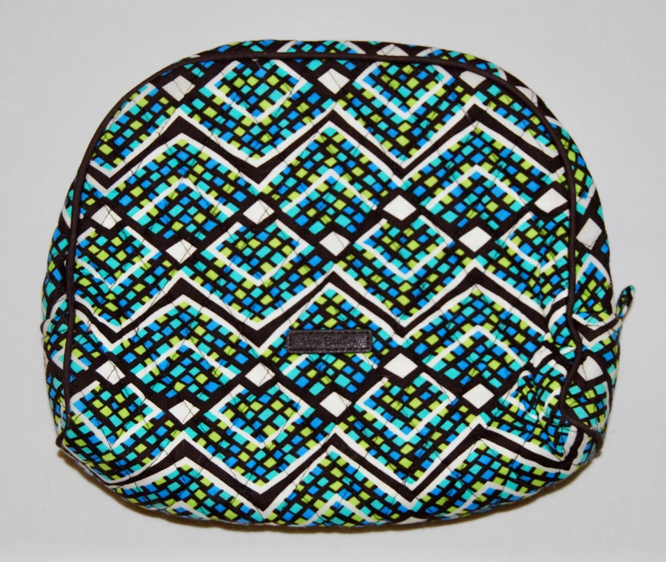 EUC Vera Bradley Brown Rain Forest Geometric Print Plastic Lined Toiletry Pouch - Image 1 of 4