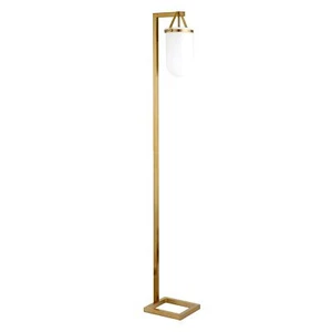 HomeRoots 68" Brass Arched Floor Lamp with White No Pattern Frosted Glass Dom... - Picture 1 of 8