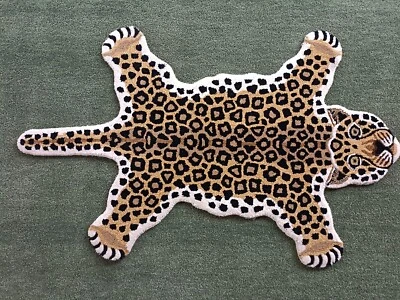 Alfombras de leopardo 3x5 pies hechas a mano 100 % lana acolchadas a mano para decoración del hogar Foto 1 de 4