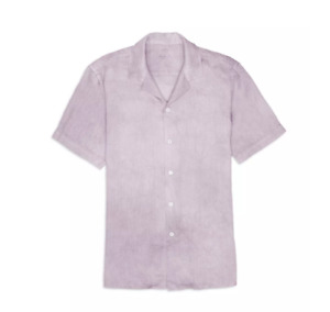 Altea Camicia Baker Linen Solid Button Down Shirt Lavender Size L 2989