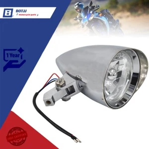 Motorcycle Chrome Visor  Headlight Lamp For  Bobber Chopper Dyna 12V - Picture 1 of 10