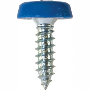 Number Plate Fasteners- Self-Tappers with Plastic Head Blue 4,8,16,32,100's - Picture 1 of 2