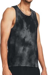 Under Armour Launch Elite Mens Running Vest Black Printed Run Training Tank Top - Picture 1 of 5