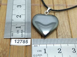 Pendentif coeur HEMATITE de qualité + cordon reglable lithotherapie reiki amour - Picture 1 of 2