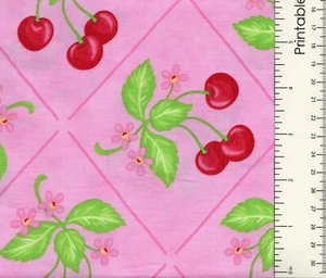 Oh-Cherry-Oh Collection Moda Fabrics FQ Cherries on Pink VERY RARE OOP #17 - Picture 1 of 1