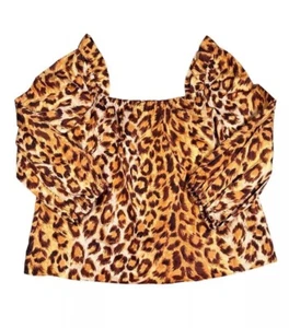 Kate Spade Womens XL Panthera Square Neck Top NWT 100% Cotton Cheetah - Picture 1 of 5