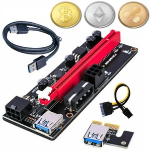 VER009 PCI-E Riser Carte Card PCIe 1x to 16x USB 3.0 Cable Bitcoin Ether Mining - Photo 1/4
