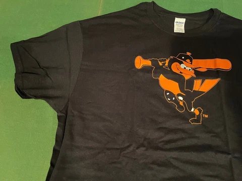 baltimore orioles black o's bird swinging baseball bat t-shirt gift for fans Cover