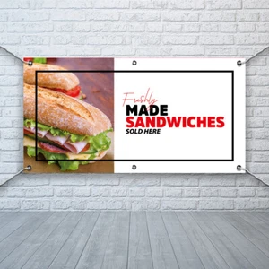 PVC Banner Druck Schild Sandwiches hier verkauft Geschäft Werbung wasserdicht - Bild 1 von 6