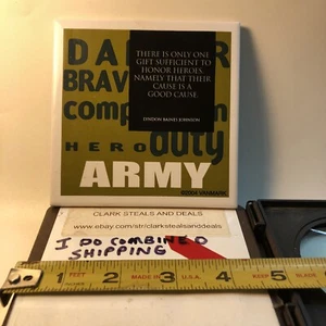 Vintage Ceramic Tile 5x5” Army w/ saying - Picture 1 of 2