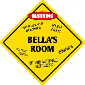 *Alluminio* Bella's Room Porta Cameretta Bambini 12"x12" Insegna Novità Metallo - Foto 1 di 1