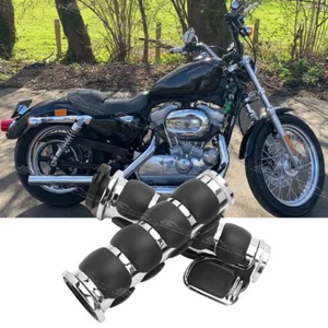 Chrome 1" Motorcycle Hand Grips w/Throttle For Harley Davidson Sportster XL883 - Picture 1 of 5
