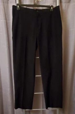 Men's Linea Natural Thin Ribbed Black Corduroy Pants Poly Blend Sz 35 - Image 1 of 4