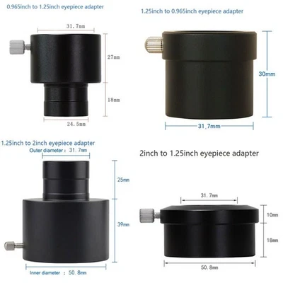 Telescopio adaptador ocular de 0,965 a 1,25 astronomía de 24,5 mm a 31,7 mm de metal Foto 1 de 2