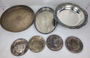 Vintage Sterling Silber verzierte Servierteller mit Griff Konvolut  - Bild 1 von 15