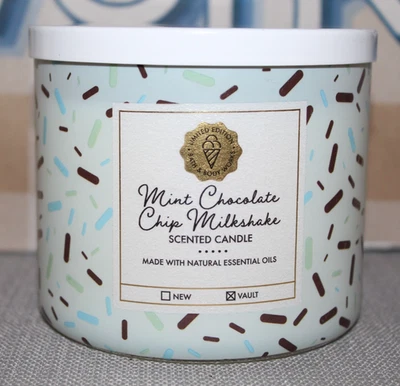 Bath & Body Works Mint Chocolate Chip Milkshake Scented 3 Wick Candle 14.5 oz - Image 1 of 2
