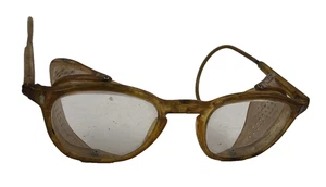 Vintage Schutzbrille Bernstein klare Gläser Steampunk Industrie Schweißer USA - Bild 1 von 5