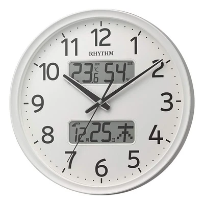 RHYTHM Wall Clock, Radio-Controlled, Analog, Continuous Second Hand, Temperature - Image 1 of 4