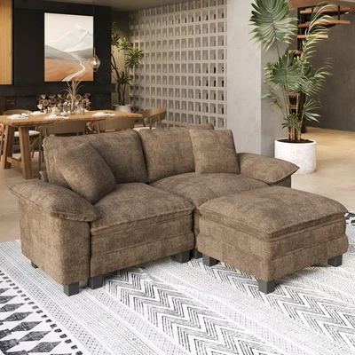 Sofá Seccional Modular Chenille Cloud Sofá con Chaise y Cojín 3 Plazas Foto 1 de 4