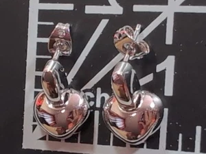 Door Knocker Heart Earrings Sterling Silver 925 Pierced  Vintage Estate 3.4 gr. - Picture 1 of 13