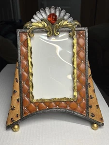 Ornate Photo Frame Quilted Antique Inspired 6x10 Heavy w/ Easel, Embellished - Picture 1 of 17