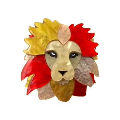 Modern Arcrylic Handmade BROOCH 3D Stunning Lion Wild Animal Colourful Mane BN  - Image 1 of 3