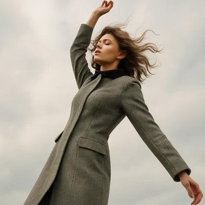 Abrigo Narciso Rodriguez Mezcla Lana Espiga Mujer 6 Italia Cuello Negro De Colección Foto 1 de 4