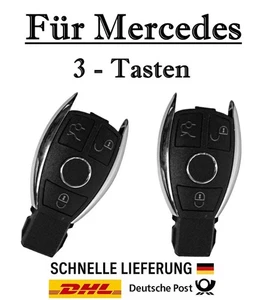 2x Chrom Autoschlüssel Gehäuse für Mercedes 3-Tasten PKW Fernbedienung - KS18I - Picture 1 of 3
