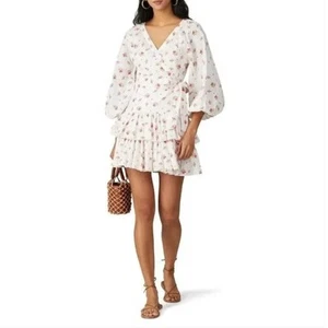 Maia Bergman Floral Ines Kleid S Ösen Wickel rosa weiß Reise Strand Braut Grad - Bild 1 von 6