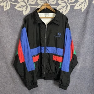 Sergio Tacchini Vintage Color Block Full Zip Nylon Windbreaker Jacket Men's 40 - Picture 1 of 6