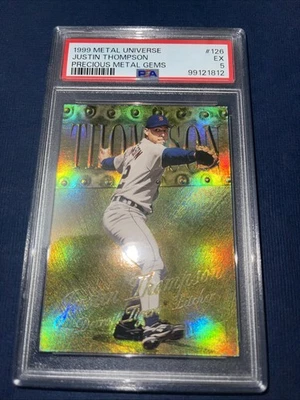 1999 JUSTIN THOMPSON Fleer Metal Universe Precious Metal Gems PMG  #126 /50 PSA5 - Image 1 of 2