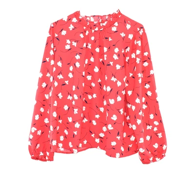 Blusa floral para mujer J.CREW 2XL XXL manga larga cuello con volantes roja Foto 1 de 4