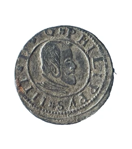 IBERMONEDA| Felipe IV-1663. 16 Maravedís Madrid .S.  con rebote en fecha   EBC - Imagen 1 de 2