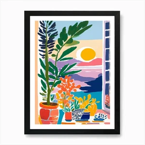 Vibrant View From The Window Art Pr Framed Wall Art Poster Canvas Print Picture - Picture 1 of 4