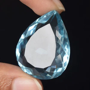 AAA Pear Cut Synthetic Aquamarine Lab Created Gemstone Faceted Stone - Picture 1 of 6